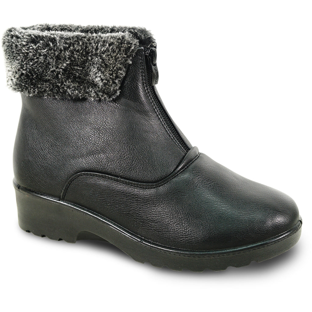 KOZI Women Winter Fur Boot NANCY-1 Ankle Casual Boot Black