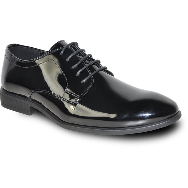 VANGELO Men Dress Shoe TAB-1 Oxford Formal Tuxedo for Prom & Wedding Black Patent - Wide Width Available