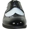 VANGELO Men Dress Shoe TAB-3 Oxford Formal Tuxedo for Prom & Wedding Shoe Black/White Patent Two Tone - Wide Width Available