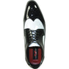 VANGELO Men Dress Shoe TAB-3 Oxford Formal Tuxedo for Prom & Wedding Shoe Black/White Patent Two Tone - Wide Width Available