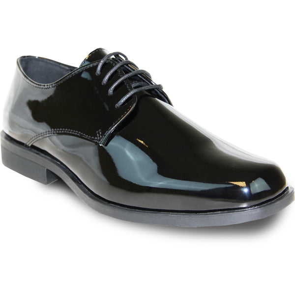 VANGELO Men Dress Shoe TUX-1 Oxford Formal Tuxedo for Prom & Wedding Black Patent - Wide Width Available