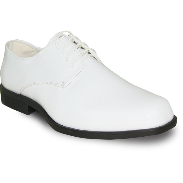VANGELO Men Dress Shoe TUX-1 Oxford Formal Tuxedo for Prom & Wedding White Patent - Wide Width Available