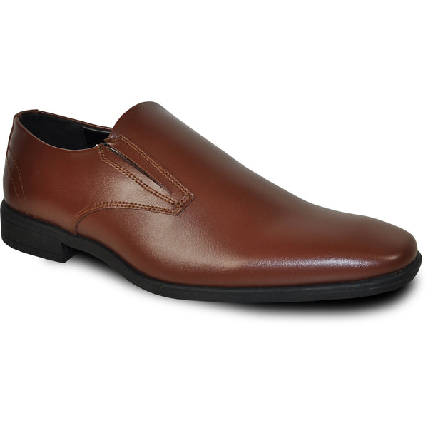 VANGELO Men Dress Shoe TUX-4 Loafer Formal Tuxedo for Prom & Wedding Brown Matte - Wide Width Available