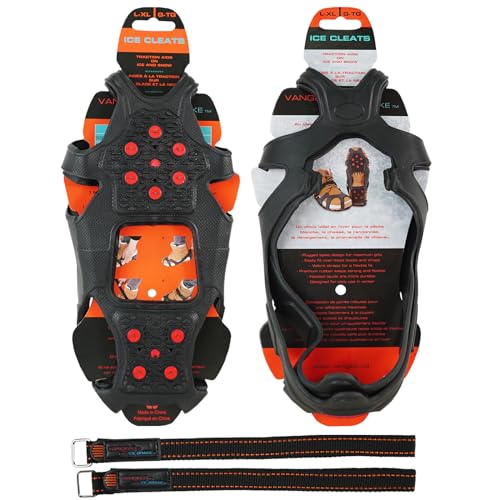 VANGELO Tungsten Ice Cleats with Straps for Winter Boots and Shoes