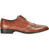 BRAVO Men Dress Shoe KING-2 Wingtip Oxford Shoe Brown - Wide Width Available
