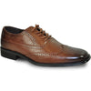 BRAVO Men Dress Shoe MILANO-1 Wingtip Oxford Shoe Brown