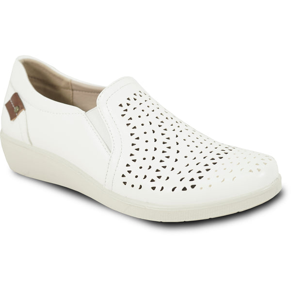 KOZI Women Comfort Casual Shoe OY3242 Wedge Slip-On Loafer White