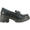 KOZI Women Comfort Dress Shoe OY3302 Platform Chunky Heel Pump Penny Loafer Slip-on Black with Removable Insole