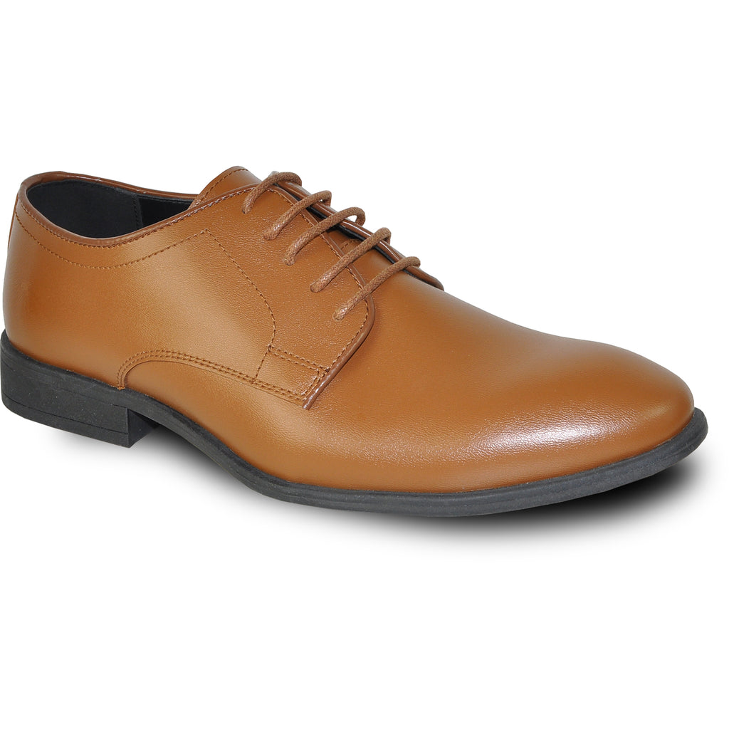 VANGELO Men Dress Shoe TAB-1 Oxford Formal Tuxedo for Prom & Wedding Light Brown - Wide Width Available