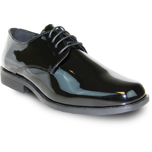VANGELO Men Dress Shoe TUX-1 Oxford Formal Tuxedo for Prom & Wedding Black Patent - Wide Width Available