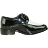 VANGELO Boy TUX-3KID Dress Shoe Formal Tuxedo for Prom & Wedding Black/White Patent Two Tone